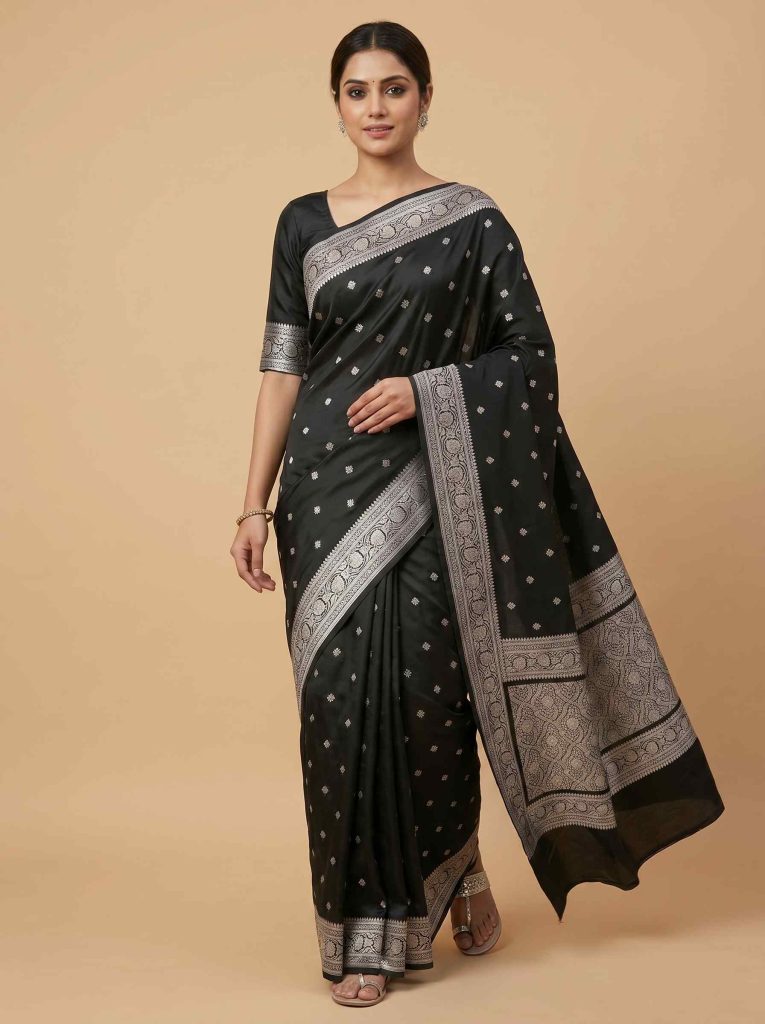 Black Mashru Silk Banarasi Saree