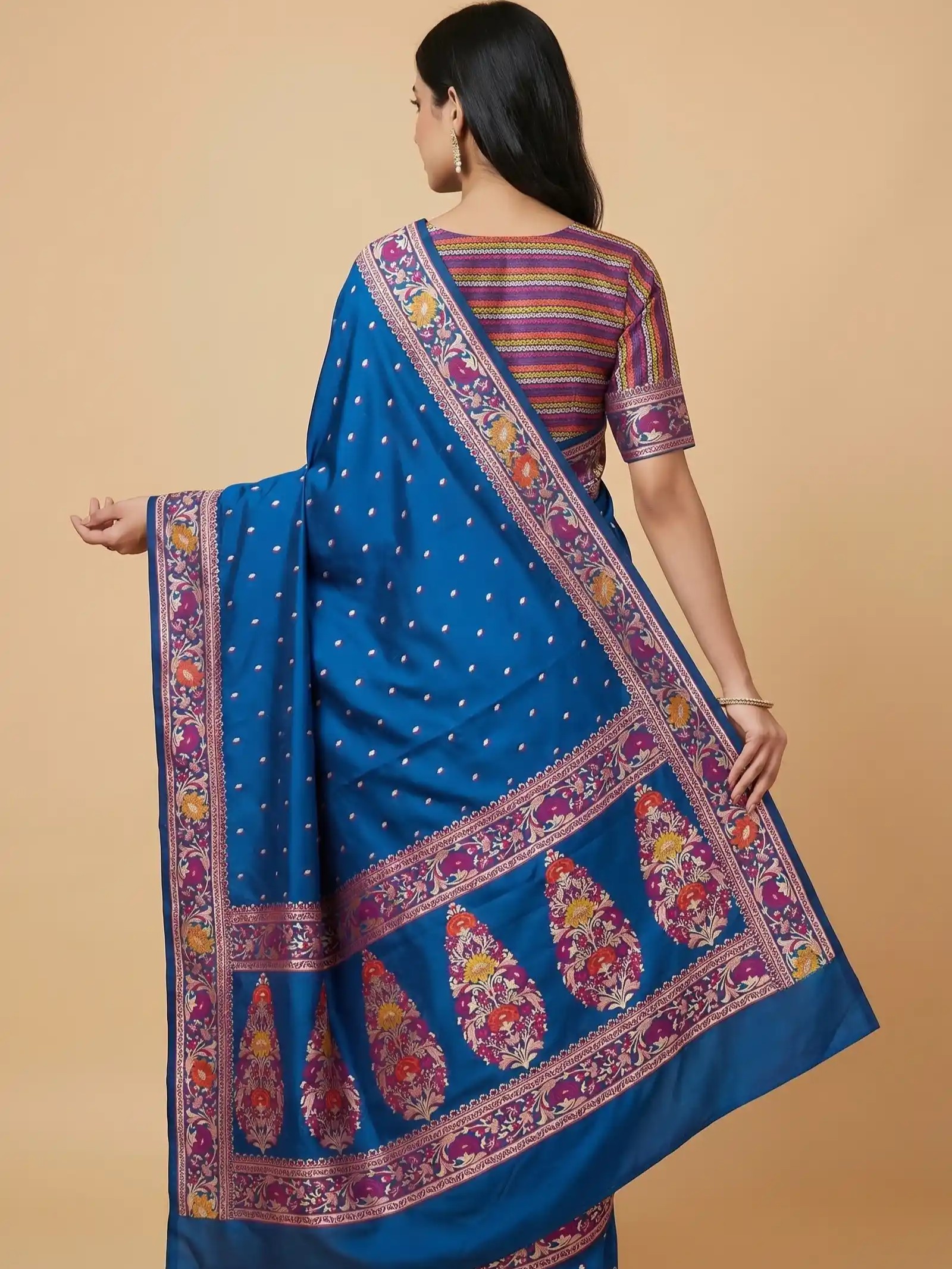 Royal Blue Mashru Silk Banarasi Saree
