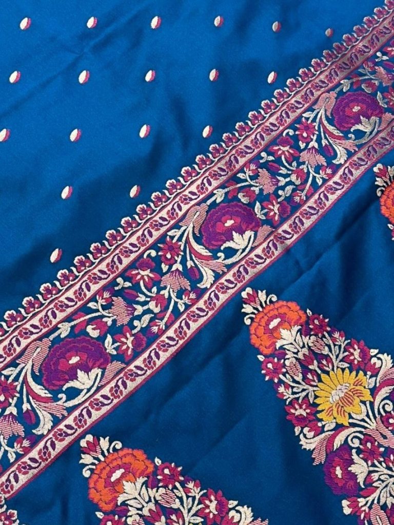 Royal Blue Mashru Silk Banarasi Saree