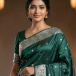Bottle Green Mashru Silk Banarasi Saree