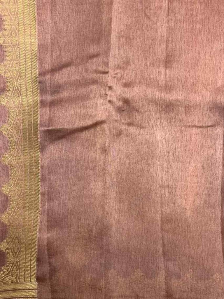 Chiku Viscose Silk Pure Banarasi Saree With Beautiful Floral Zari Work