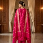 Pink Semi Silk Banarasi Dress Material