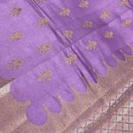 Lavender Viscose Silk Pure Banarasi Saree With Beautiful Floral Zari & Red Minakari Work