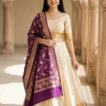 Contrast Shade Munga Silk Banarasi Lehenga