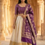Contrast Shade Munga Silk Banarasi Lehenga