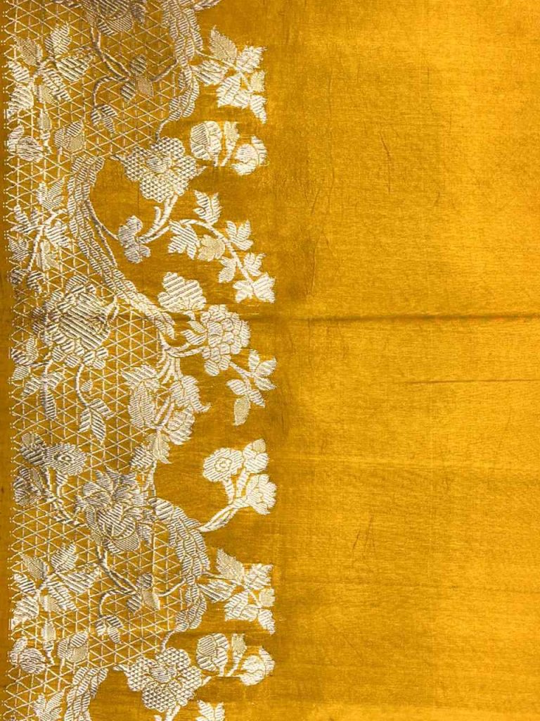 Mustard Handwoven Raw Mango Silk Banarasi Saree