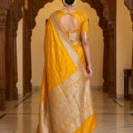 Yellow Mashru Silk Banarasi Saree