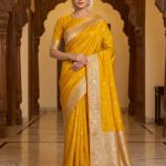 Yellow Mashru Silk Banarasi Saree