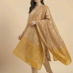 Mustard Tissue Silk Pure Banarasi Dupatta With Floral Boota Work