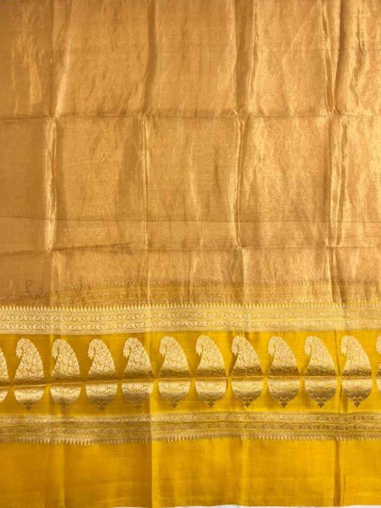 Mustard Tissue Silk Pure Banarasi Dupatta With Floral Boota Work
