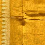 Mustard Viscose Silk Pure Banarasi Saree With Beautiful Floral Leaf Zari With Red Minakari Work