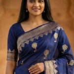 NavyBlue Viscose Silk Pure Banarasi Saree With Beautiful Floral & Minakari Work