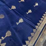 NavyBlue Viscose Silk Pure Banarasi Saree With Beautiful Floral & Minakari Work