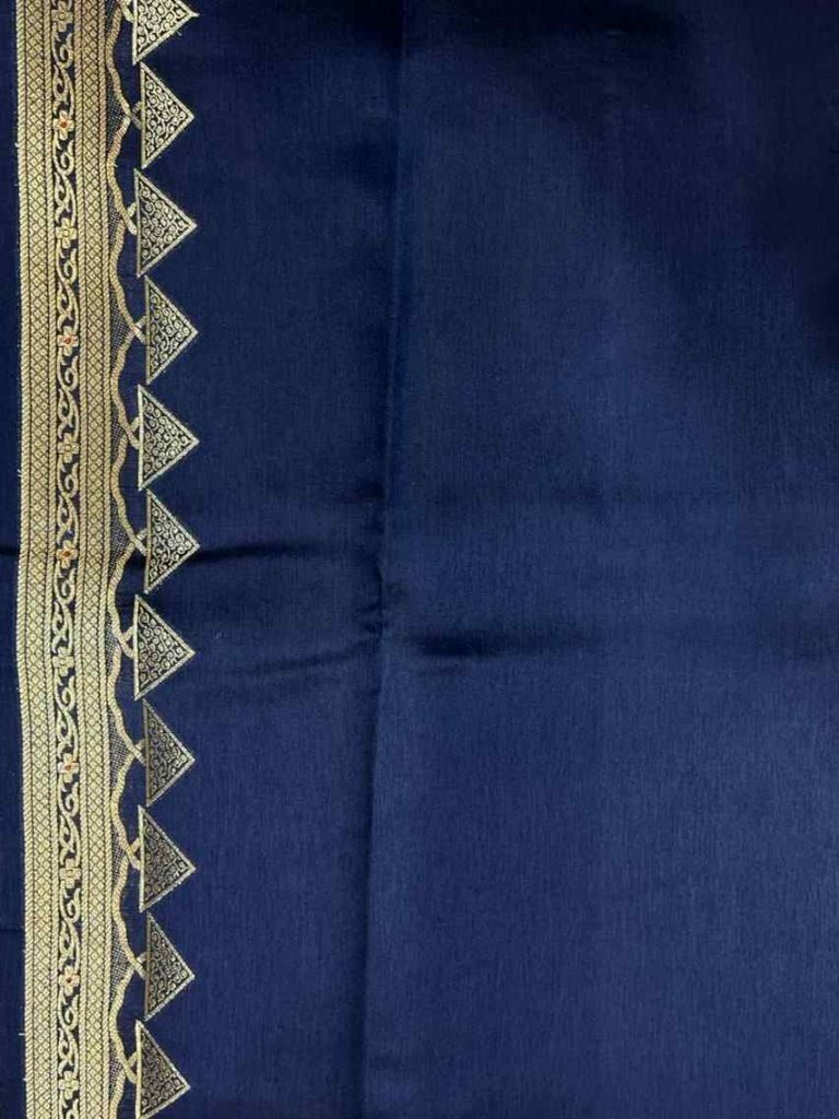 NavyBlue Viscose Silk Pure Banarasi Saree With Beautiful Floral & Minakari Work