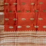 Orange Viscose Silk Pure Banarasi Saree With Beautiful White Mina Floral Zari Work