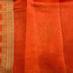 Orange Viscose Silk Pure Banarasi Saree With Beautiful White Mina Floral Zari Work
