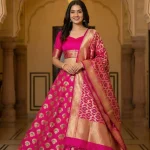 Rani Pink Kataan Silk Banarasi Dupatta