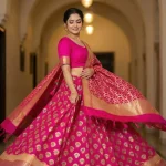 Rani Pink Kataan Silk Banarasi Dupatta