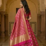 Rani Pink Kataan Silk Banarasi Dupatta
