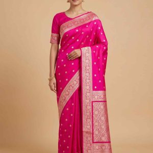 Rani Pink Mashru Silk Banarasi Saree