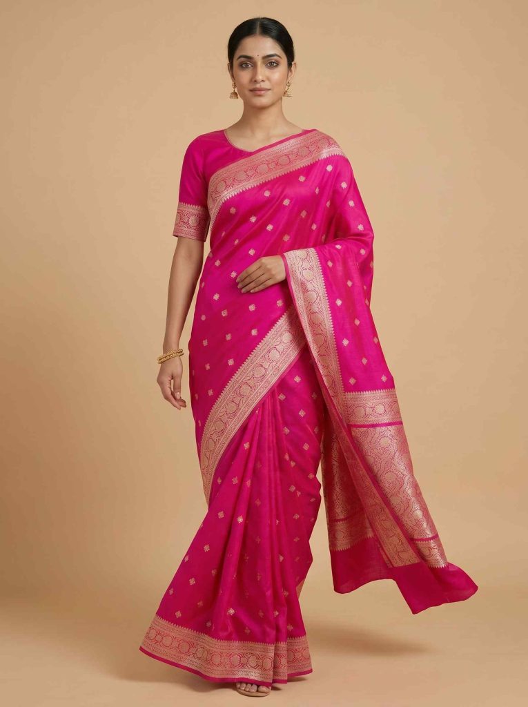 Rani Pink Mashru Silk Banarasi Saree