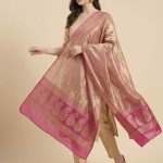 Pink Tissue Silk Pure Banarasi Dupatta With Floral Boota Work