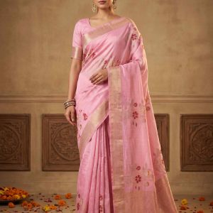 Pink Viscose Silk Pure Banarasi Saree