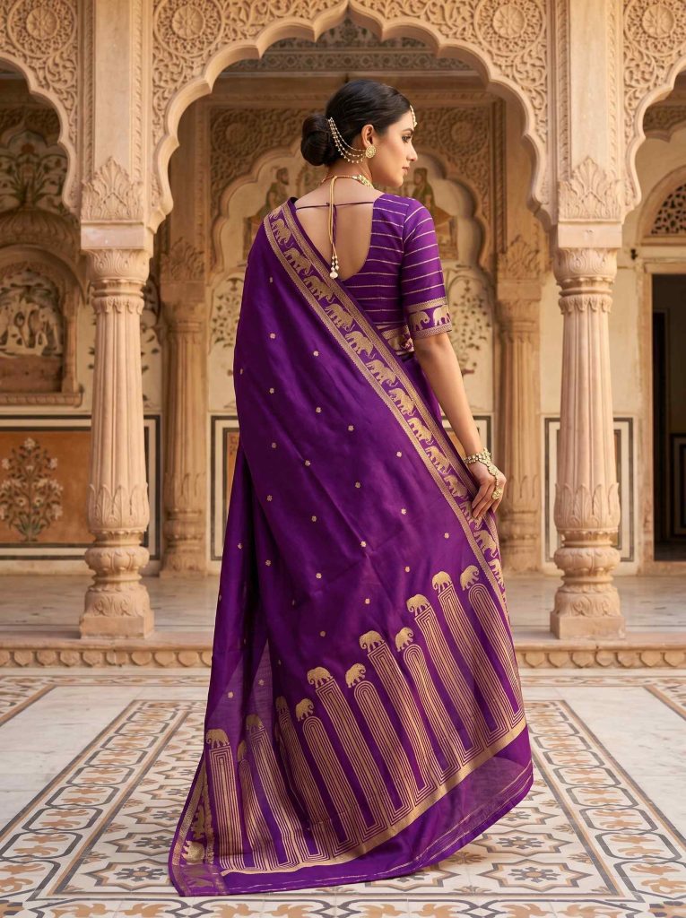 Purple Handwoven Mango Silk Banarasi Saree