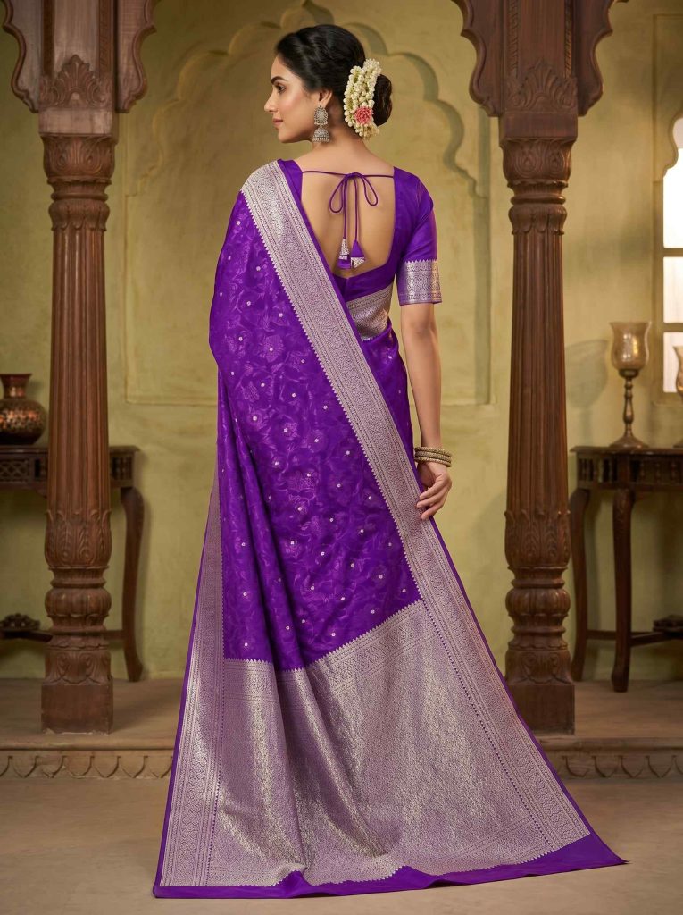 Purple Mashru Silk Banarasi Saree
