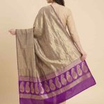 Purple Tissue Silk Pure Banarasi Dupatta With Floral Boota Work