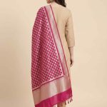 Rani Pink Semi Kataan Silk Banarasi Dupatta With Beautiful Booti Zari Work