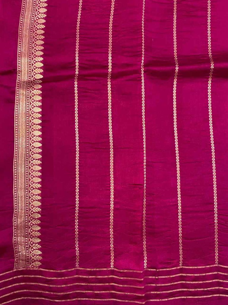 Magenta Handwoven Raw Mango Silk Banarasi Saree