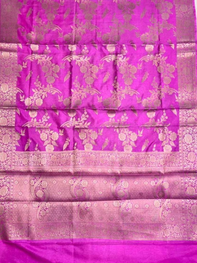 Rani Pink Semi Silk Banarasi Dress Material