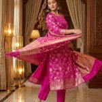 Rani Pink Semi Silk Banarasi Dress Material