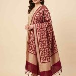 Red Kataan Silk Banarasi Dupatta With Beautiful Floral Jaal Zari Work