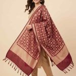 Red Kataan Silk Banarasi Dupatta With Beautiful Floral Jaal Zari Work
