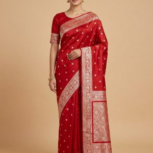 Red Mashru Silk Banarasi Saree