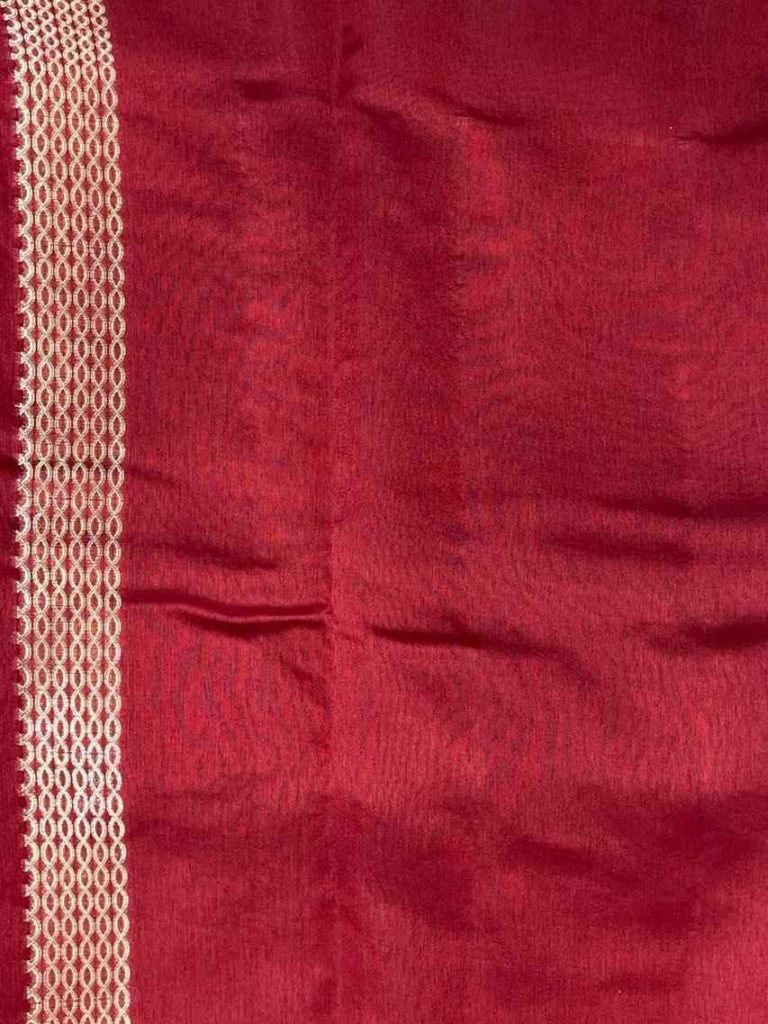 Red Viscose Silk Pure Banarasi Saree With Beautiful Floral  Zari & Red Minakari Work