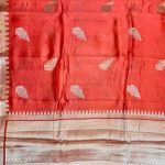 Rich Orange Viscose Silk Pure Banarasi Saree With Beautiful Floral Leaf Zari & Red Minakari Work