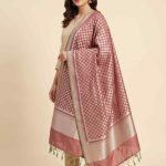 Rose Gold Semi Kataan Silk Banarasi Dupatta With Beautiful Booti Zari Work