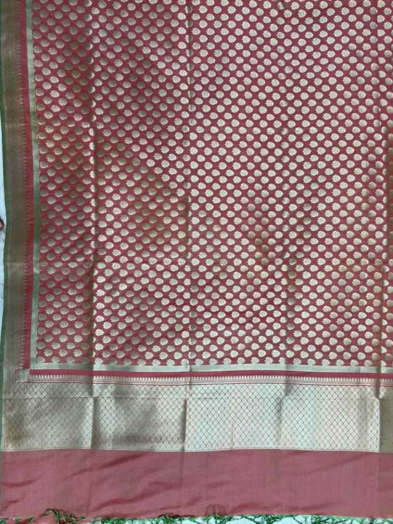 Rose Gold Semi Kataan Silk Banarasi Dupatta With Beautiful Booti Zari Work