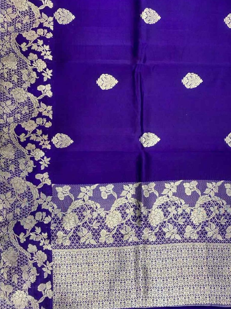 Royal Blue Handwoven Raw Mango Silk Banarasi Saree