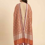 Rust Semi Kataan Silk Banarasi Dupatta With Beautiful Floral Jaal Zari Work