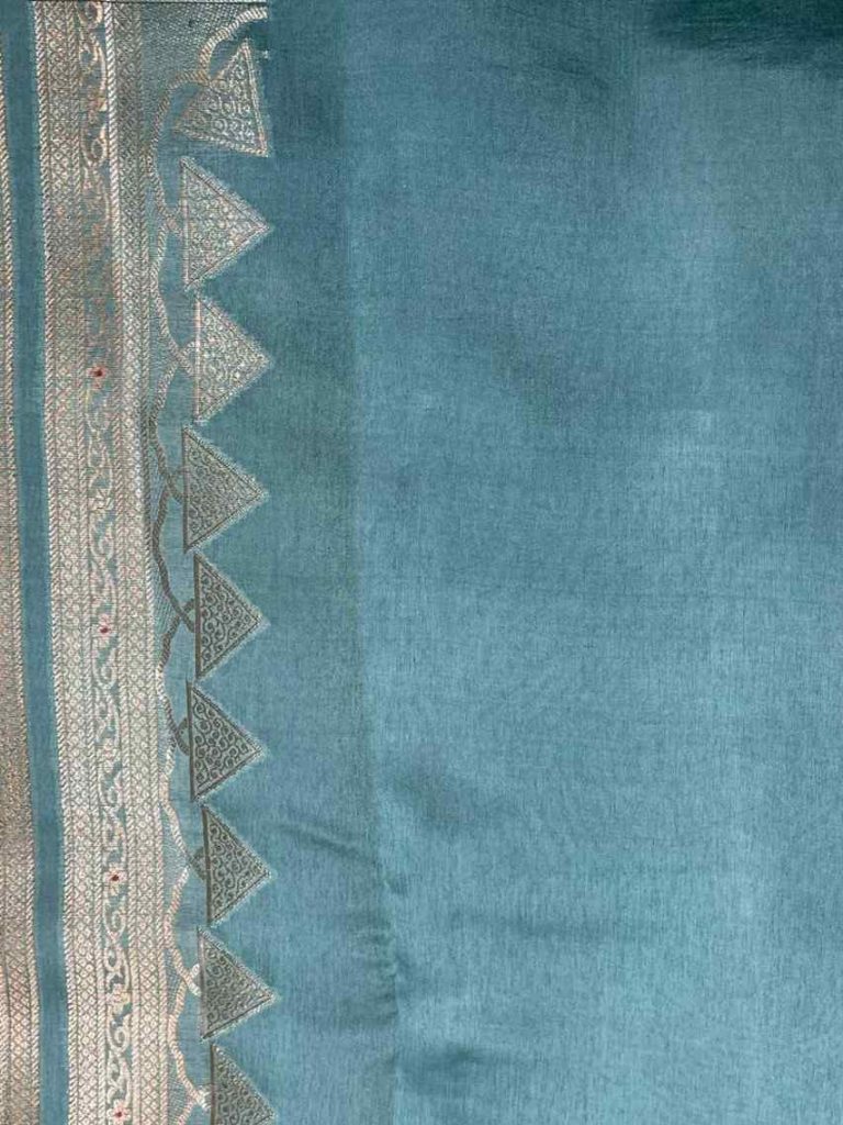Sea Green Viscose Silk Pure Banarasi Saree With Beautiful Floral & Minakari Work