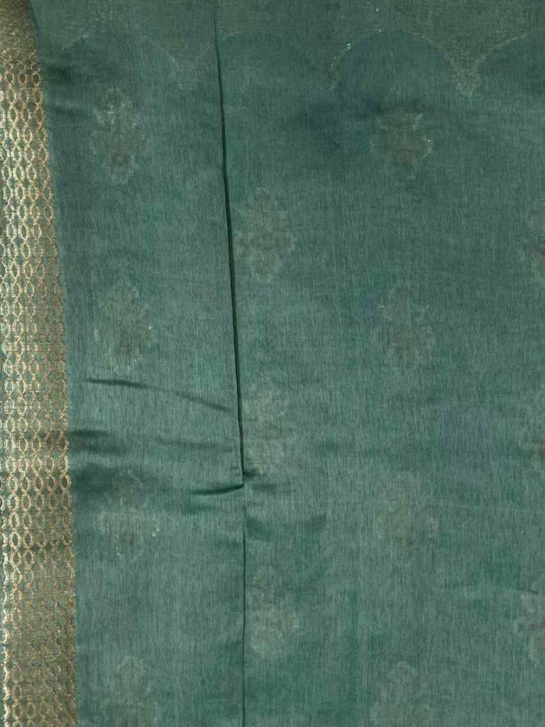 Seagreen Viscose Silk Pure Banarasi Saree With Beautiful Floral Zari & Red Minakari Work
