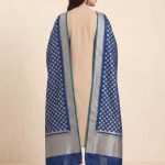 Teal Blue Semi Kataan Silk Banarasi Dupatta With Beautiful Booti Zari Work