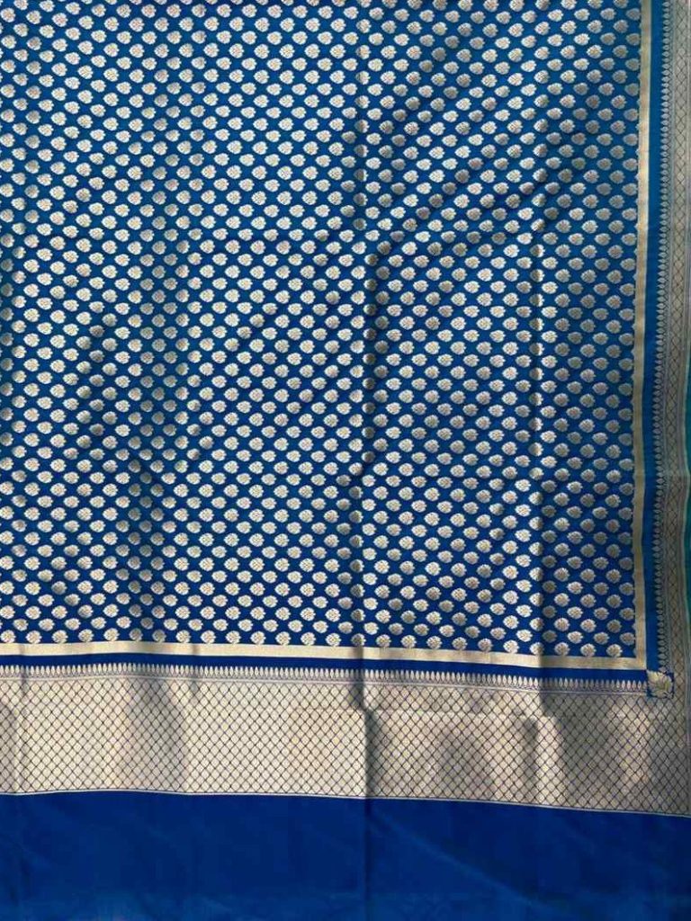 Teal Blue Semi Kataan Silk Banarasi Dupatta With Beautiful Booti Zari Work