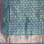 Teal Blue Semi Kataan Silk Banarasi Dupatta With Beautiful Floral Jaal Zari Work