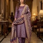 Plum Semi Silk Banarasi Dress Material