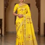 Yellow Viscose Silk Pure Banarasi Saree